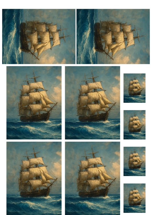 Reispapier für Decoupage, Collage mittelalterlicher Segelschiffe, Kat.-Nr. 4865