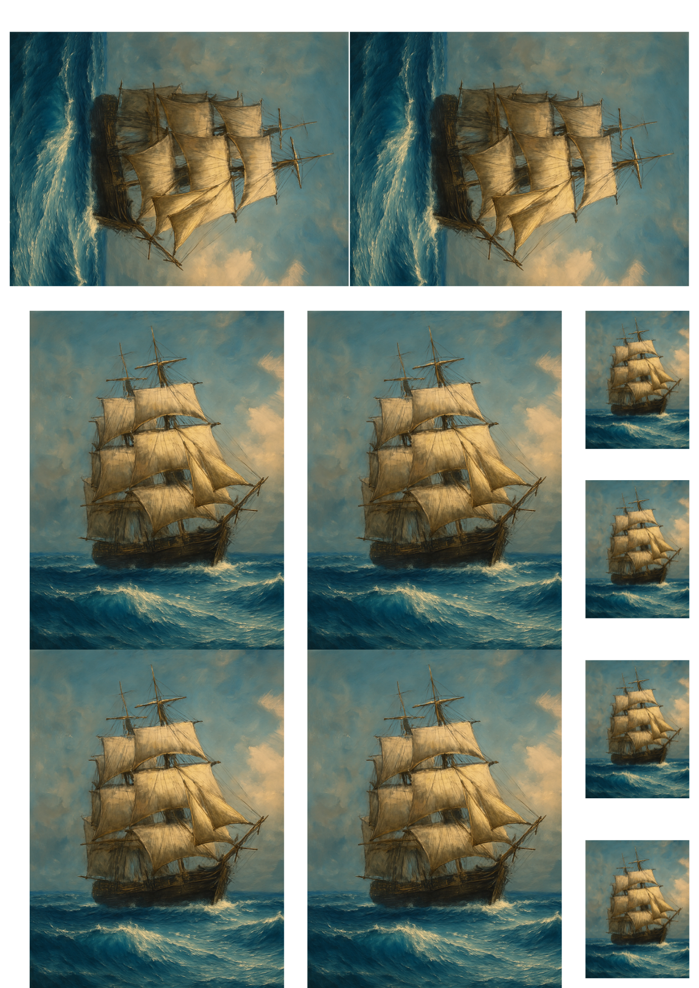 Reispapier für Decoupage, mittelalterliche Segelschiff-Collage, Kat.-Nr. 4866