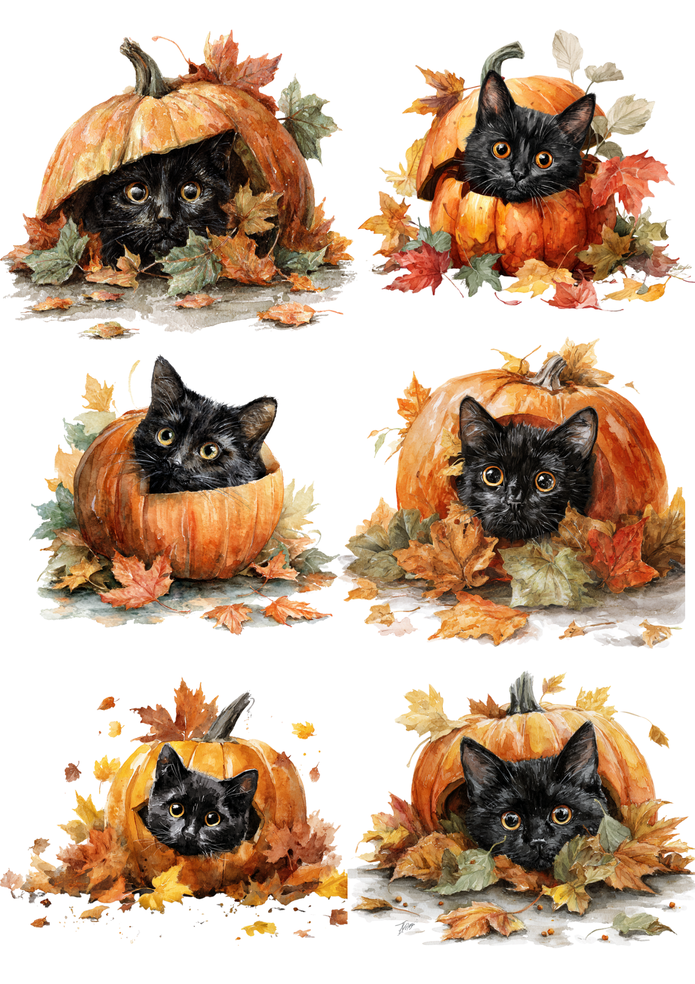 Reispapier für Decoupage Halloween Katze in Kürbis Collage Kat. Nr. 4891