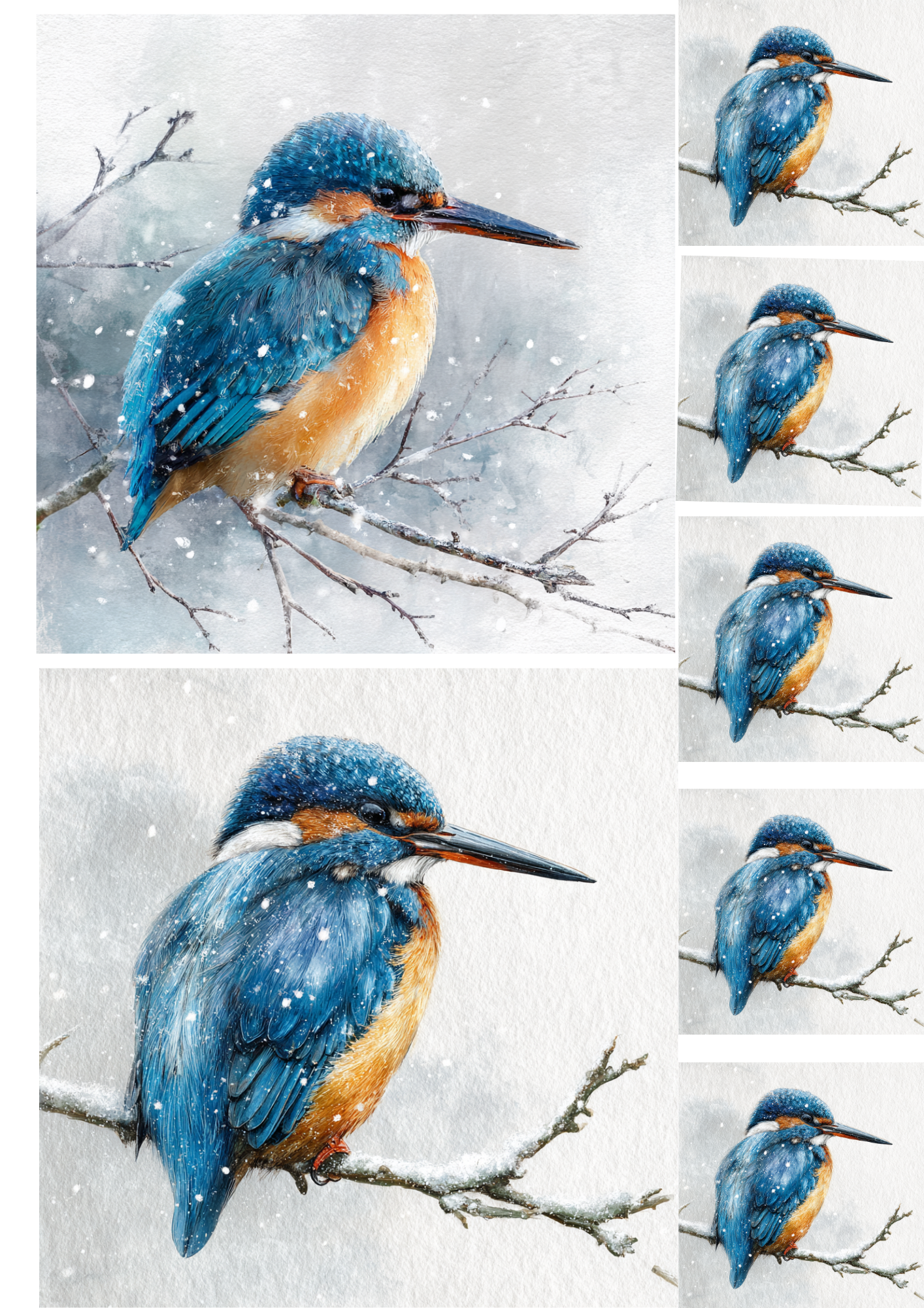 Rice Paper For Decoupage Kingfisher Collage Cat. No. 4900