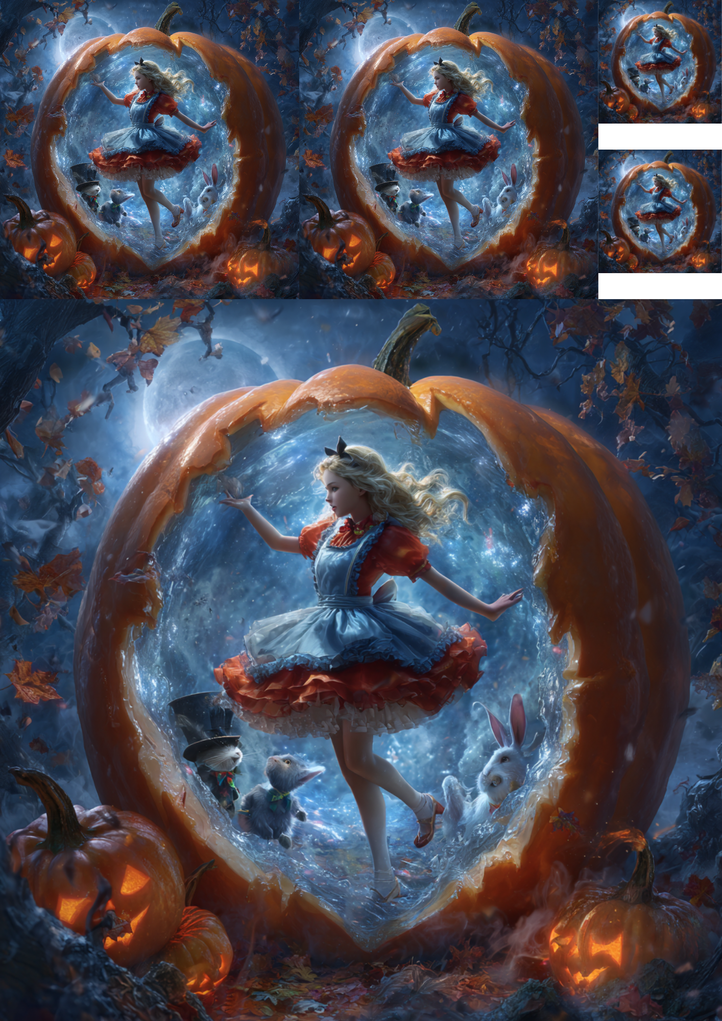 Reispapier für Decoupage Märchen Halloween Kürbis Portal Collage Kat. Nr. 4922