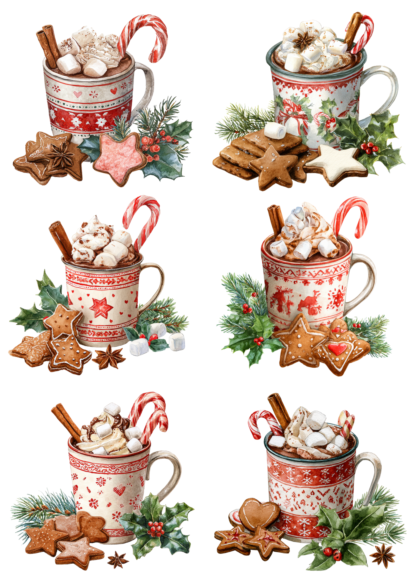 Rice Paper For Decoupage Christmas Coffee In A Christmas Cup Collage Cat. No. 4927