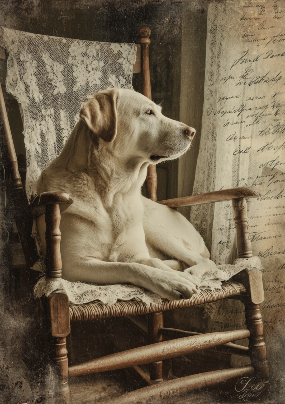 Reispapier für Decoupage, Hund auf einem Vintage-Sessel, vollständige Kat.-Nr. 4958