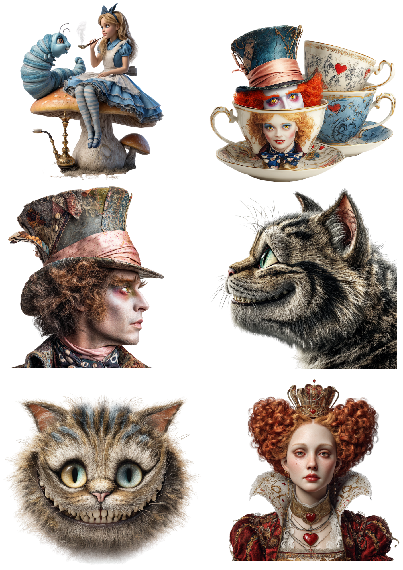 Reispapier für Decoupage Alice im Wunderland Verschiedene Figuren Collage Kat. Nr. 4961