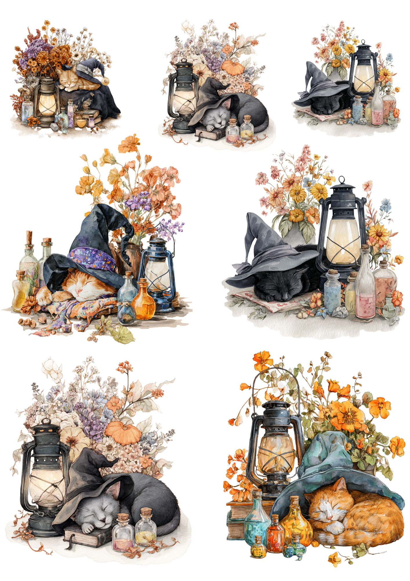 Reispapier für Decoupage Halloween-Katzencollage Kat. Nr. 4983