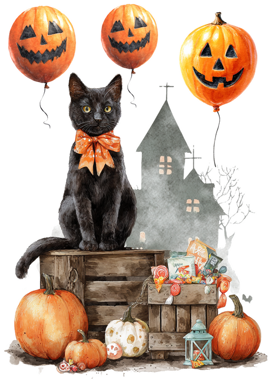 Reispapier für Decoupage Halloween Katze Voll Kat. Nr. 4984