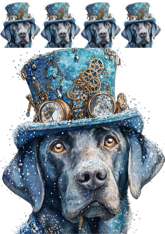 Reispapier für Decoupage Steampunk Labrador Collage Kat. Nr. 4986