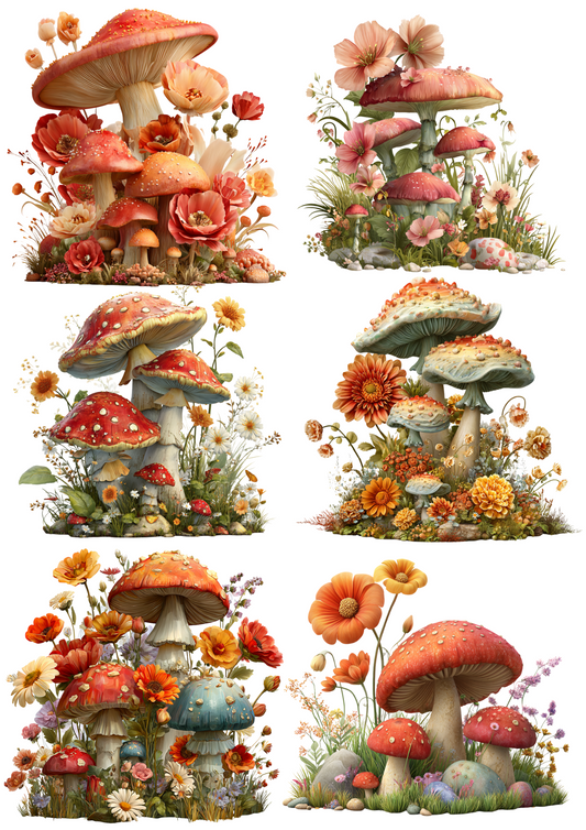 Reispapier für Decoupage Magic Mushrooms aus der Wunderland-Collage Kat. Nr. 4993