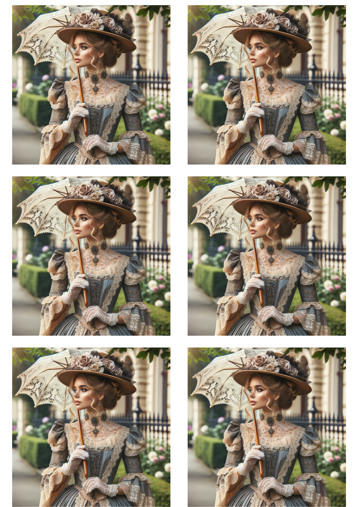 Reispapier für Decoupage, viktorianische Frau mit Regenschirm-Collage, Kat.-Nr. 4996
