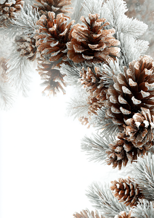 Rice Paper For Decoupage Winter Pine Cones Collage Cat. No. 5035