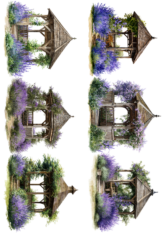 Reispapier-Decoupage-Collage „Hirsch am Bach“ Kat. Nr. 5021