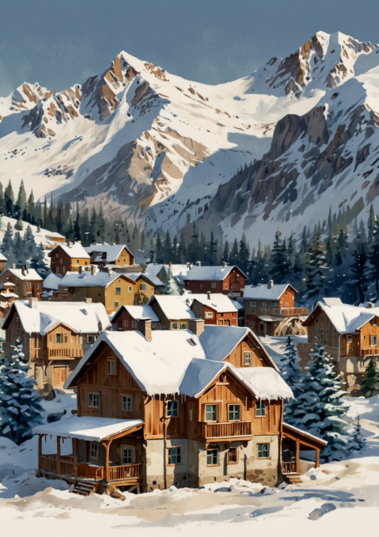 Rice Paper For Decoupage Winter Mountain Village Full Cat. No. 5267