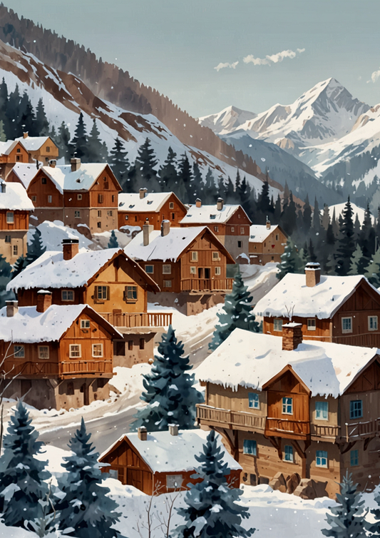 Rice Paper For Decoupage Winter Mountain Village Full Cat. No. 5269