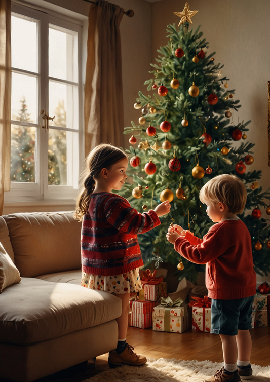 Rice Paper For Decoupage Children at the Christmas Tree Journaling Background Full Cat. No. 5280