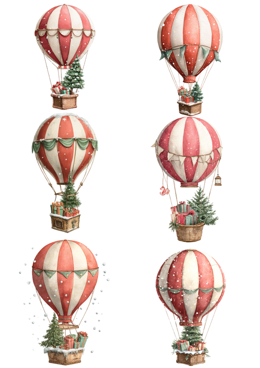 Rice Paper For Decoupage Christmas Balloons Collage Cat. No. 5370