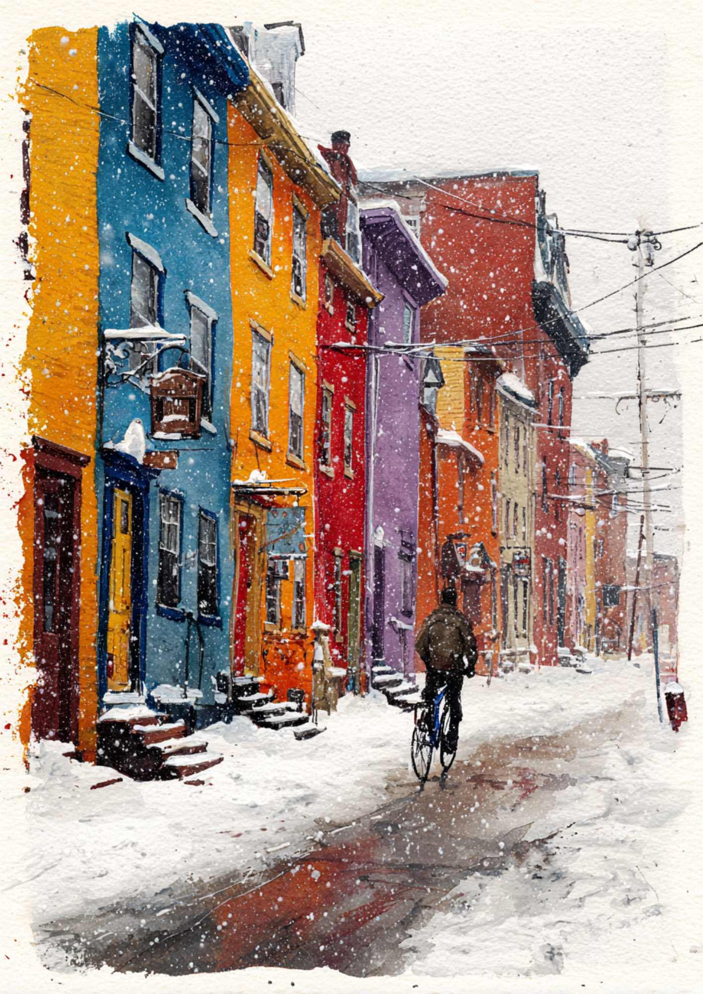 Rice Paper For Decoupage Snow-Covered Street Full Cat. No. 5407