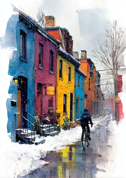 Rice Paper For Decoupage Snow-Covered Street Full Cat. No. 5408