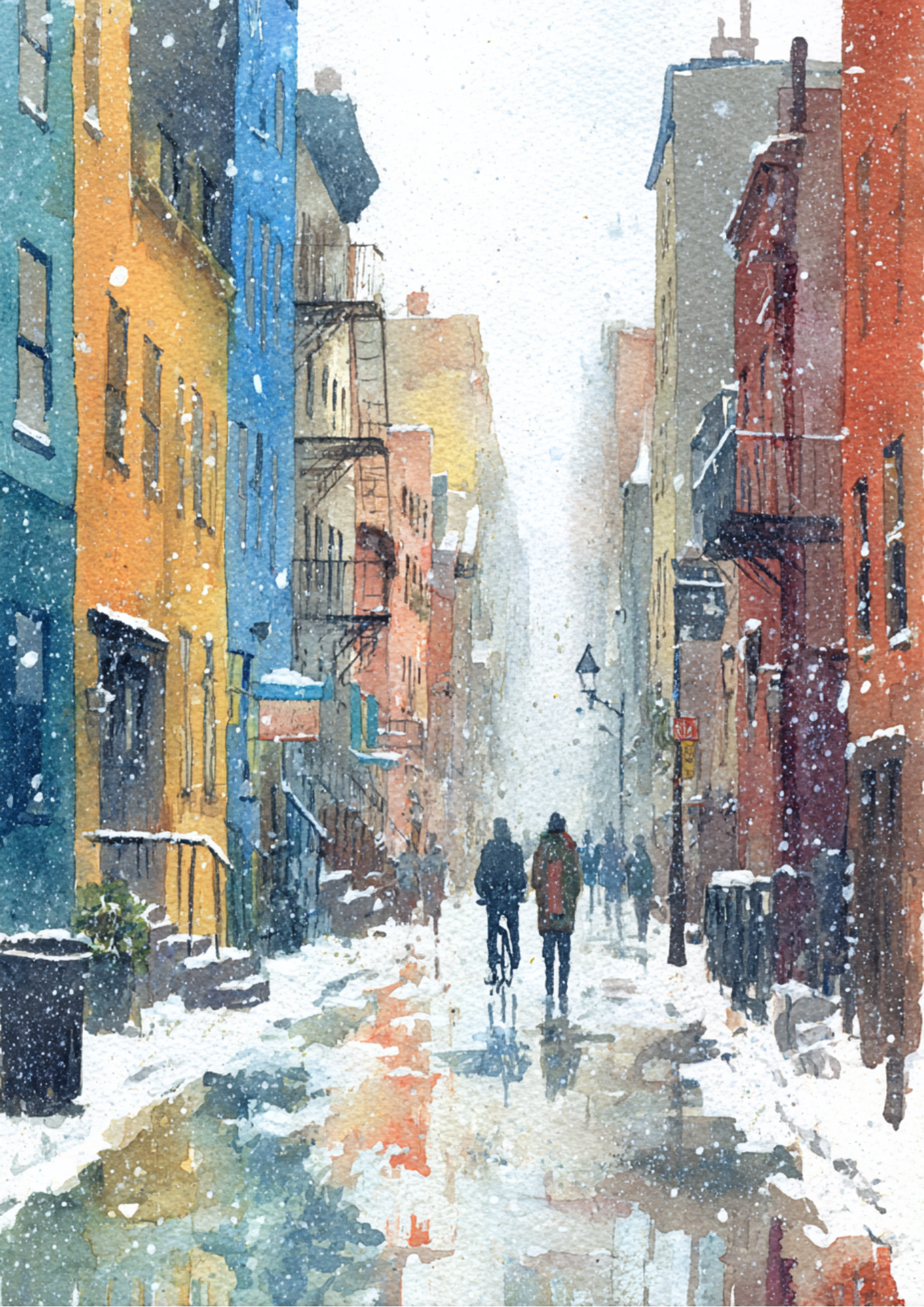 Rice Paper For Decoupage Snow-Covered Street Full Cat. No. 5409