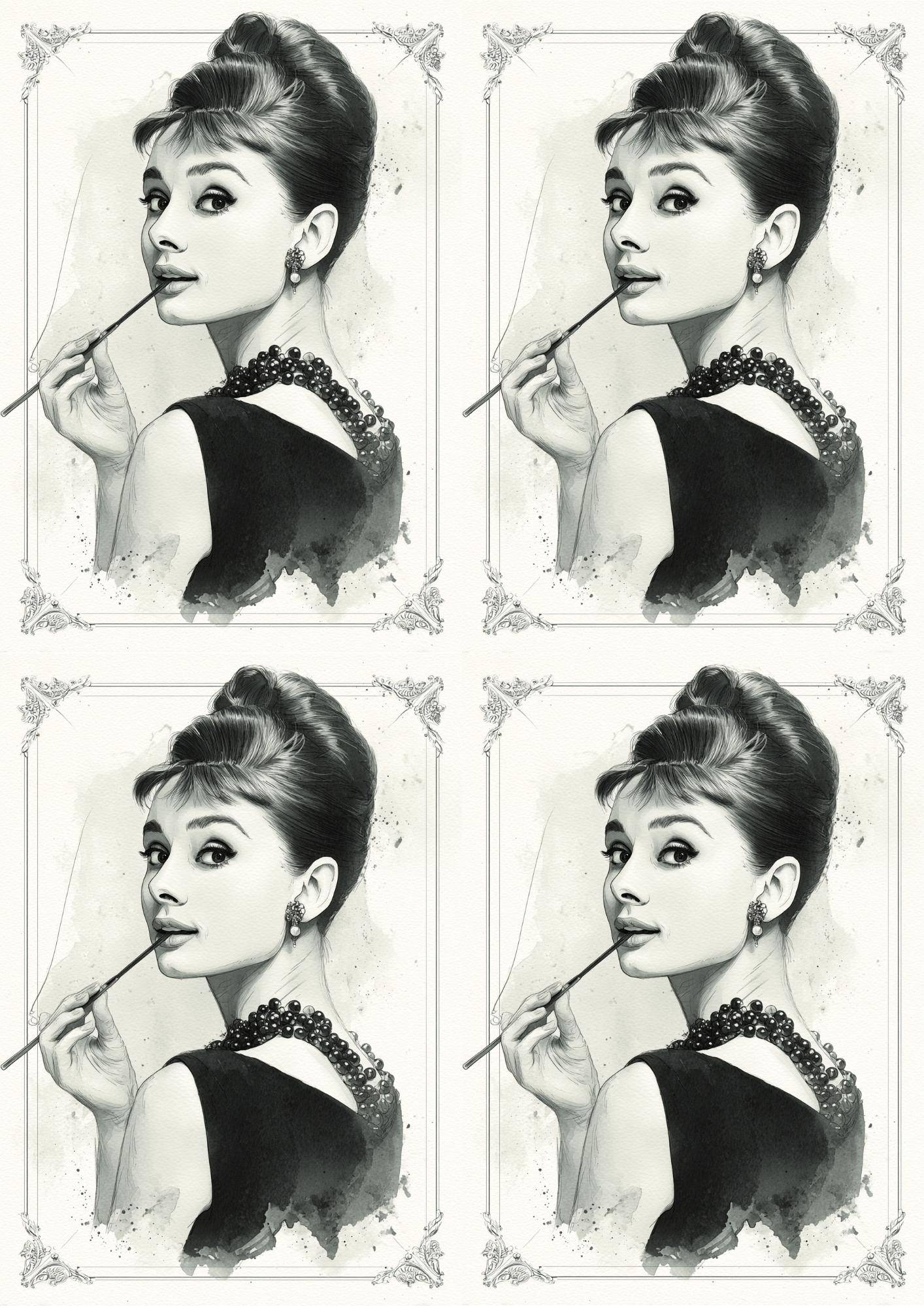 Rice Paper For Decoupage Audrey Hepburn Collage Cat. No. 5424