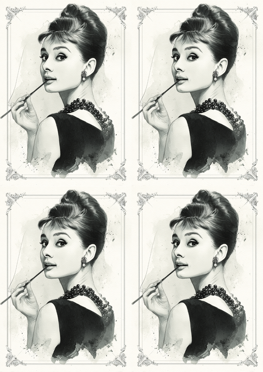 Rice Paper For Decoupage Audrey Hepburn Collage Cat. No. 5424