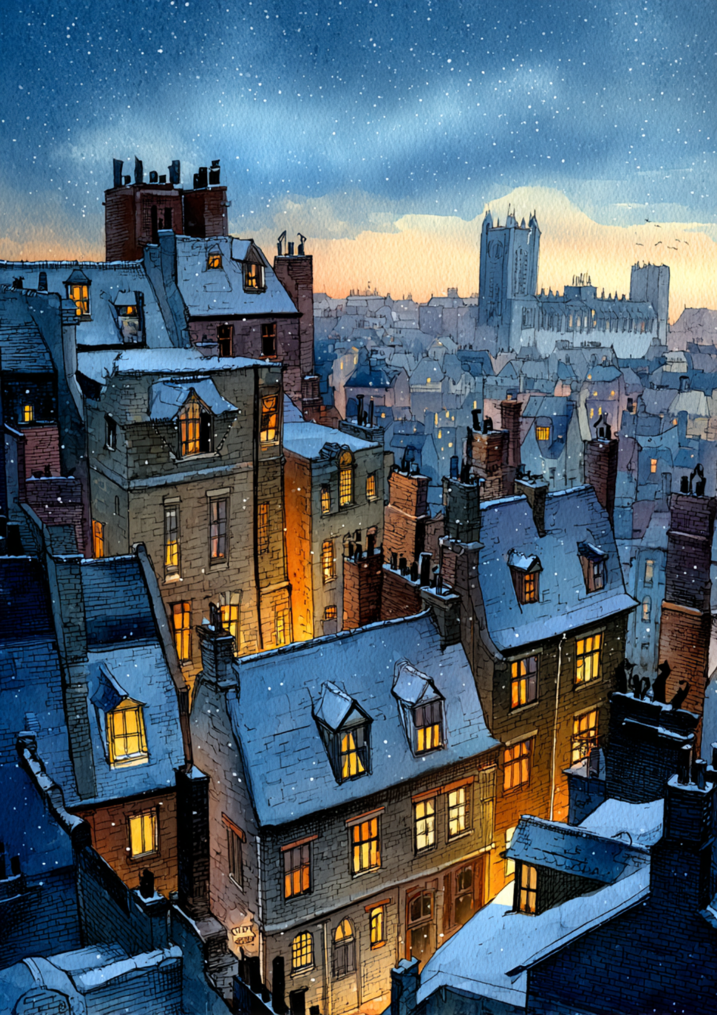 Rice Paper For Decoupage Winter City Full Cat. No. 5425