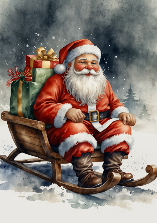 Rice Paper For Decoupage Santa Claus In Sleigh Full Cat. No. 5440