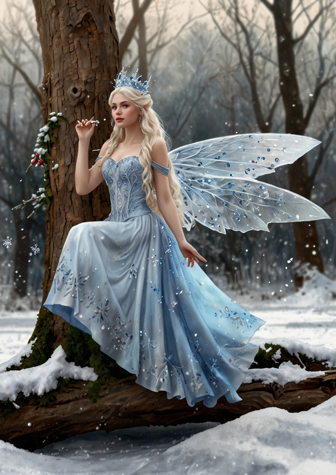 Rice Paper For Decoupage Winter Forest Fairy Full Cat. No. 5450