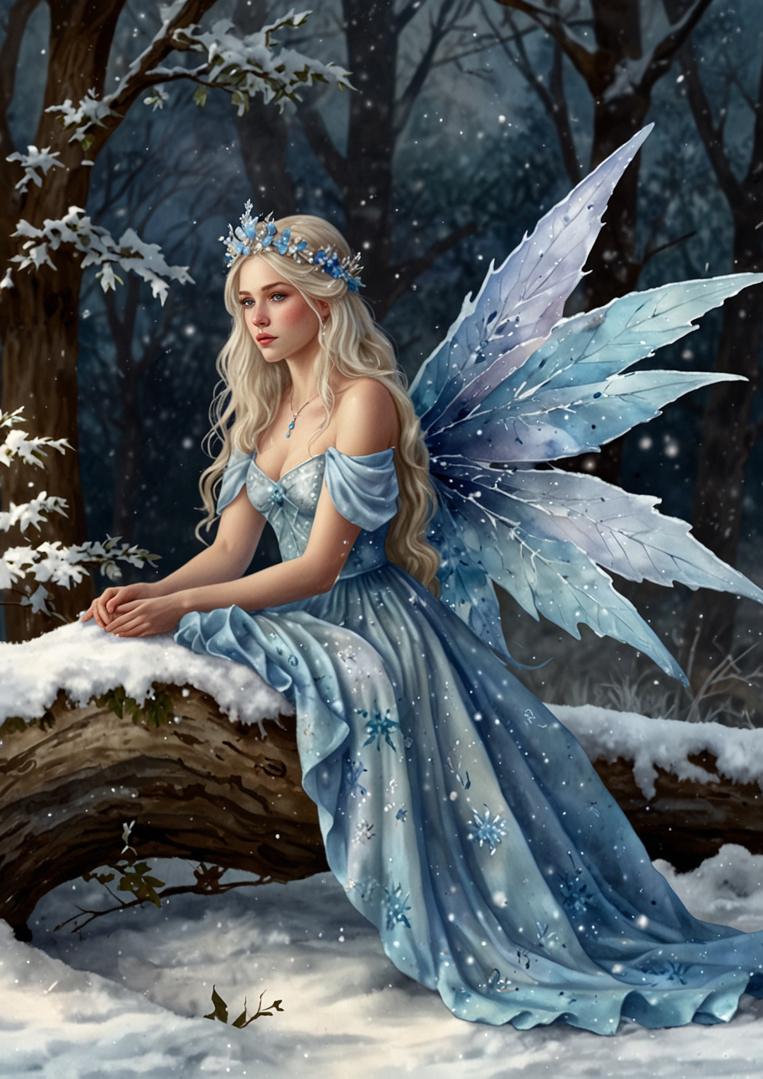 Rice Paper For Decoupage Winter Forest Fairy Full Cat. No. 5451