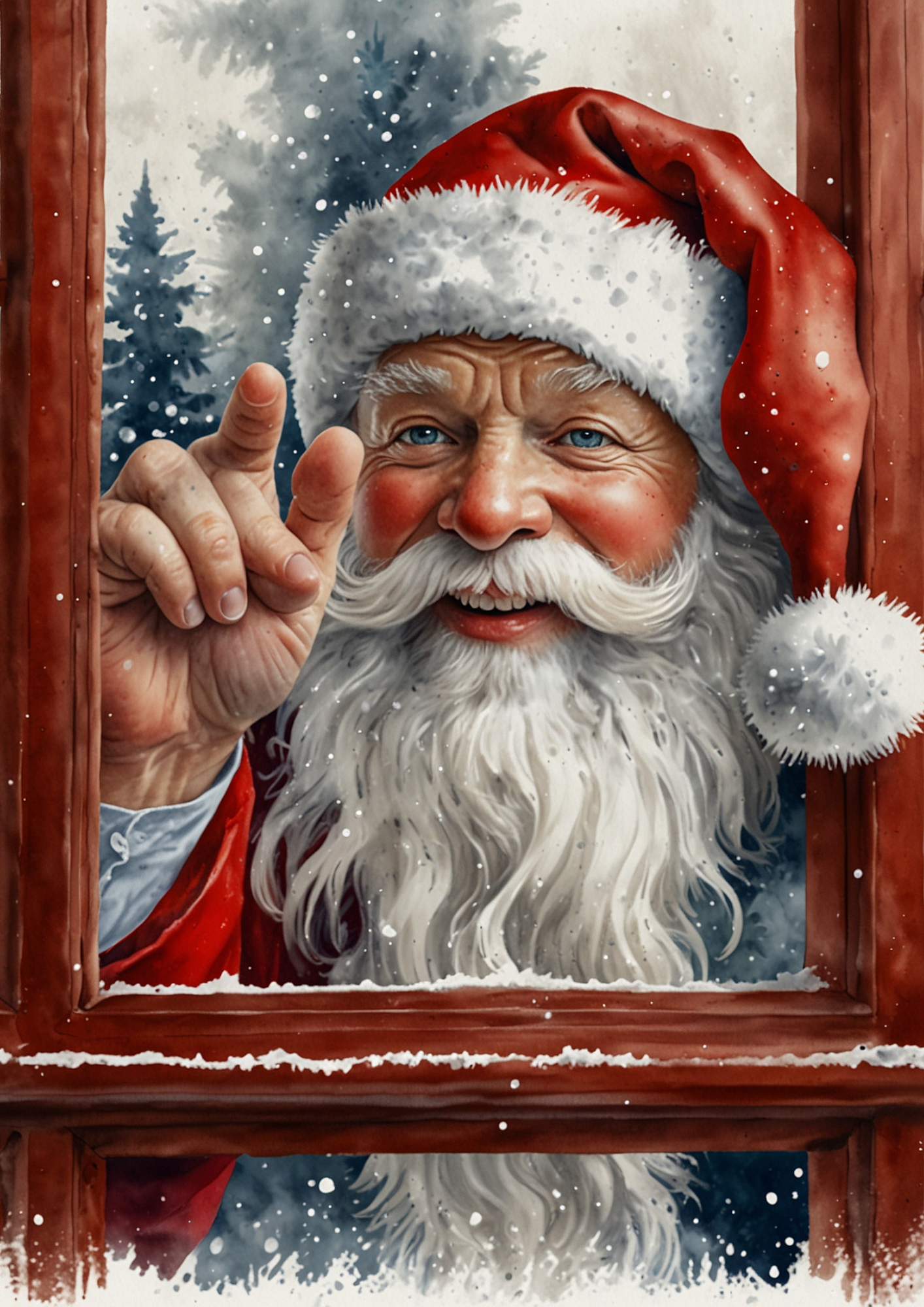 Rice Paper For Decoupage Santa Claus Behind The Window Full Cat. No. 5466