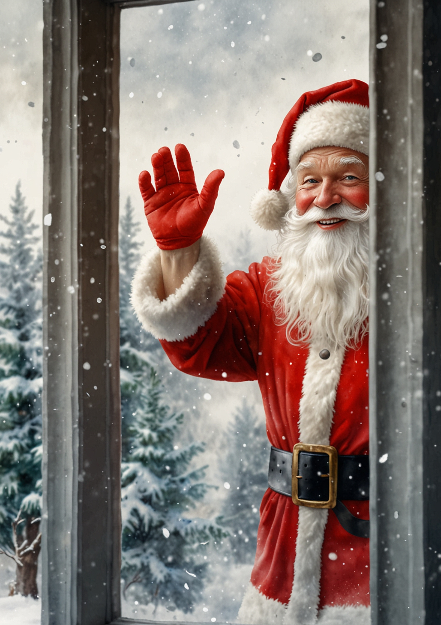 Rice Paper For Decoupage Santa Claus Behind The Window Full Cat. No. 5467