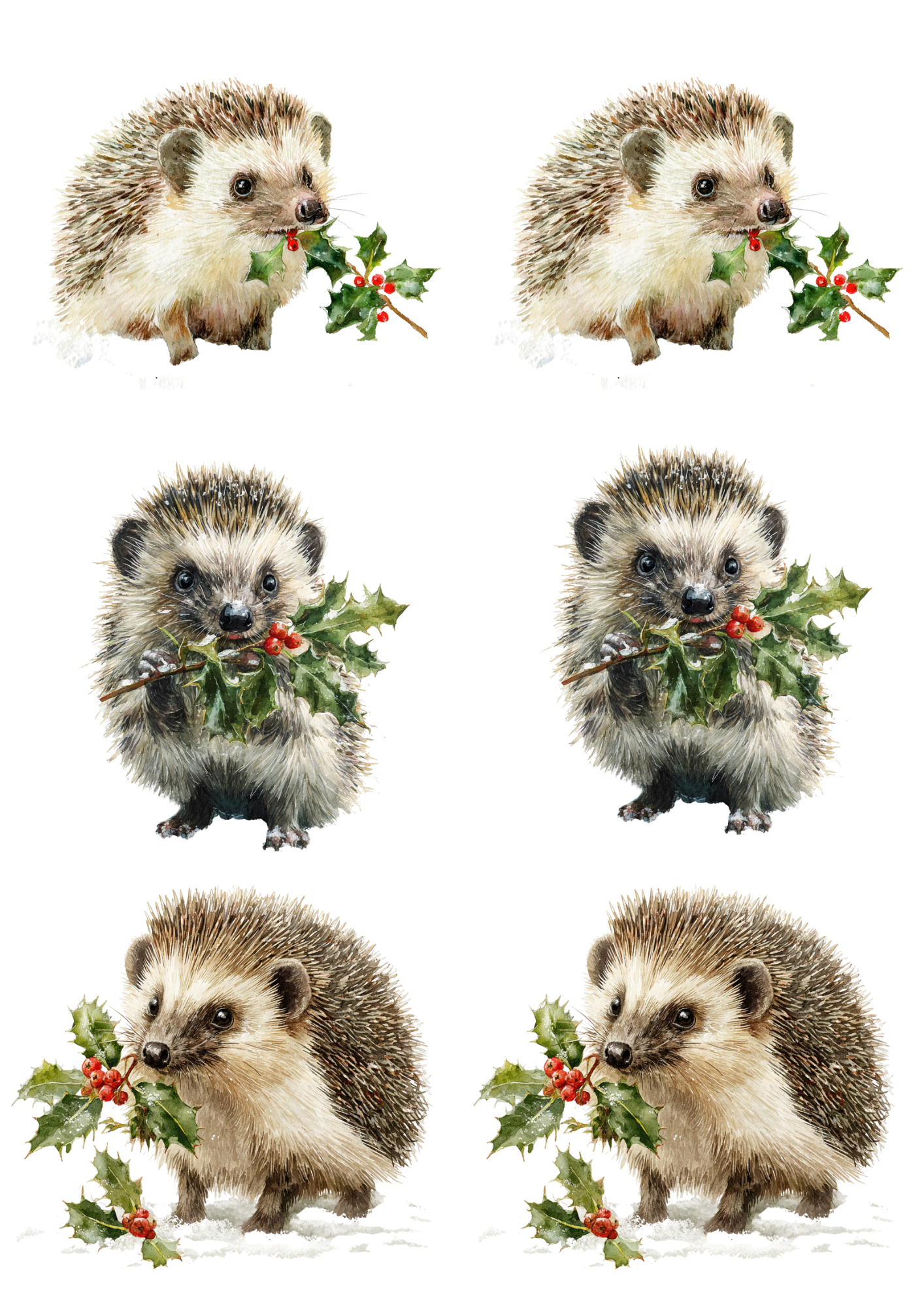Rice Paper For Decoupage Hedgehog With Rowan Branch Collage Cat. No. 5480