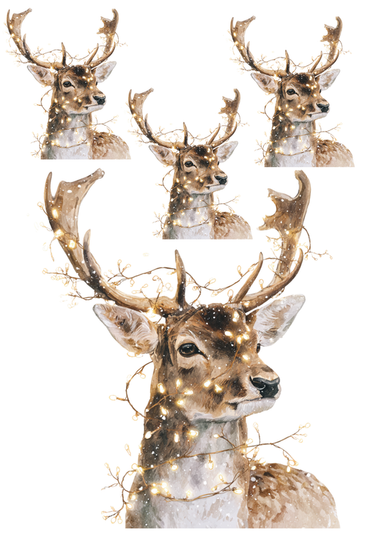 Rice Paper for Decoupage Deer and Christmas Lights Collage Cat. No. 5482