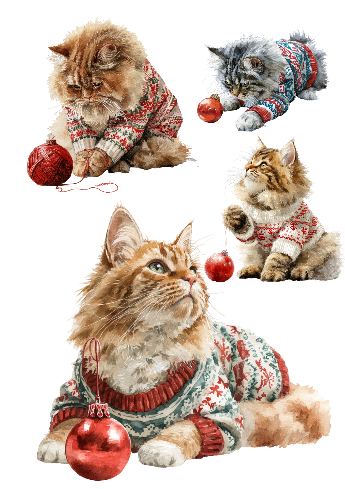 Rice Paper For Decoupage Christmas Cat Collage Cat. No. 5484