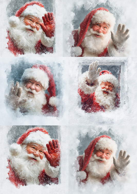 Rice Paper For Decoupage Santa Claus Collage Cat. No. 5487