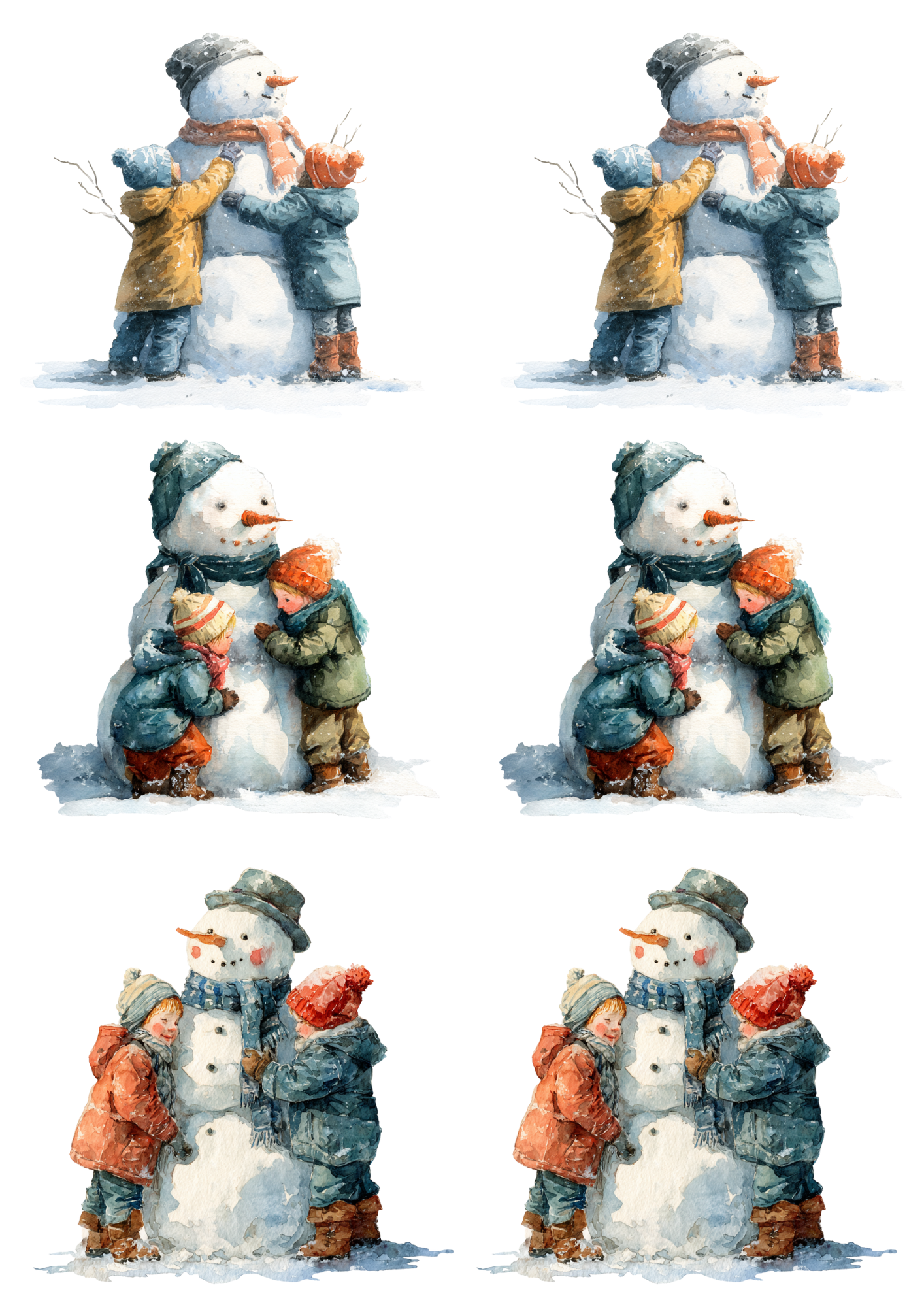 Rice Paper For Decoupage Children Make Snowman Collage Cat. No. 5493