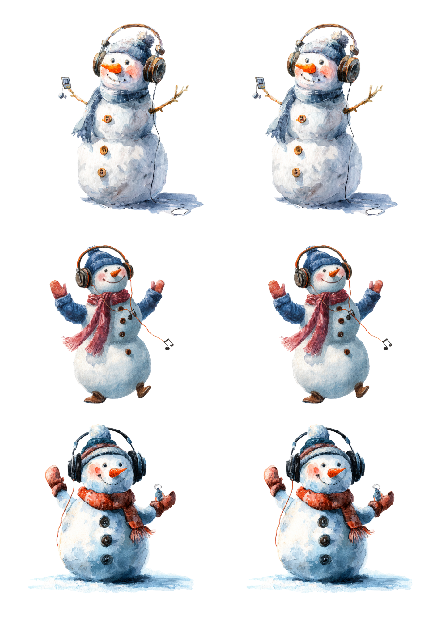 Rice Paper For Decoupage Snowman Collage Cat. No. 5496