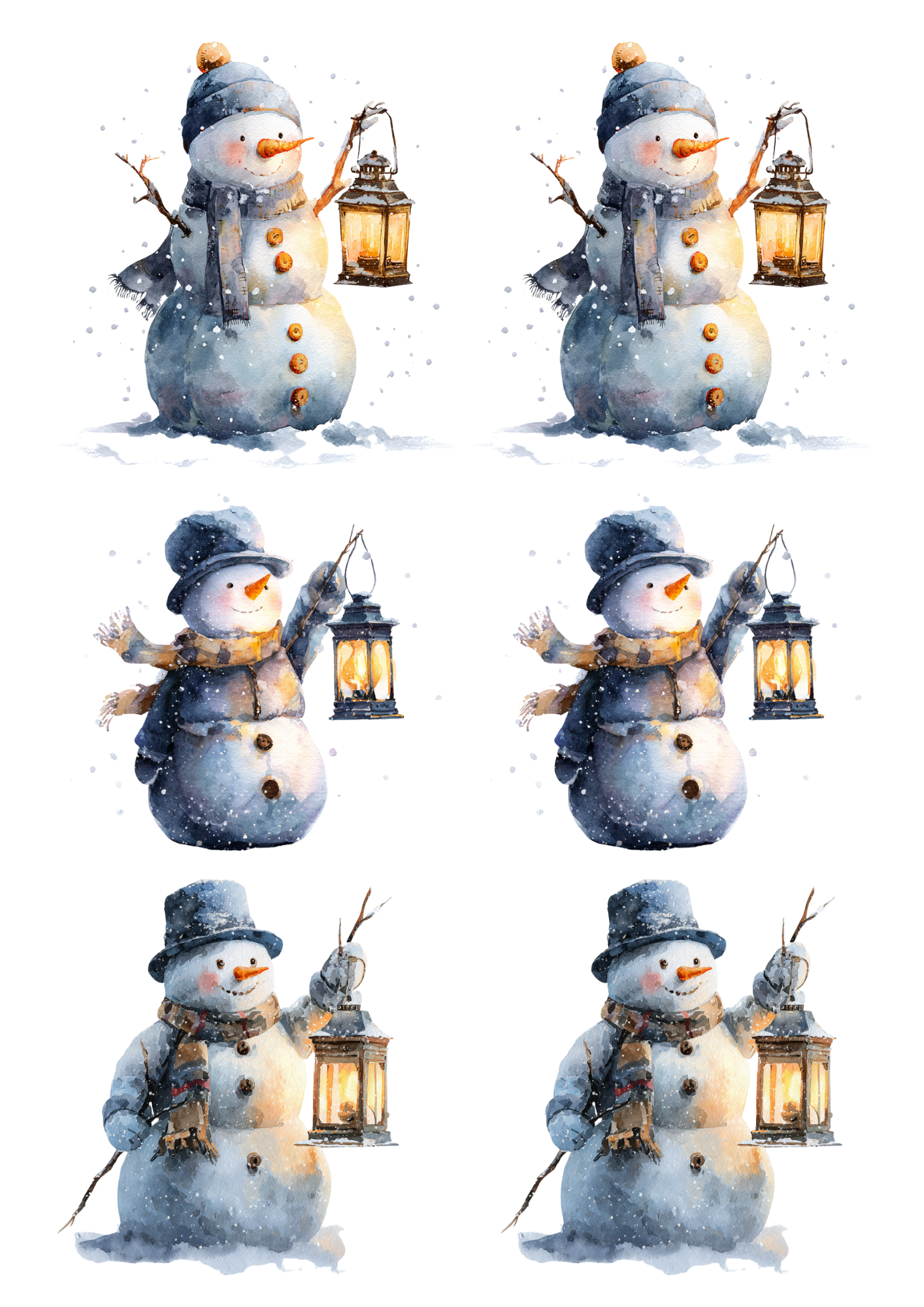 Rice Paper For Decoupage Snowman Collage Cat. No. 5498