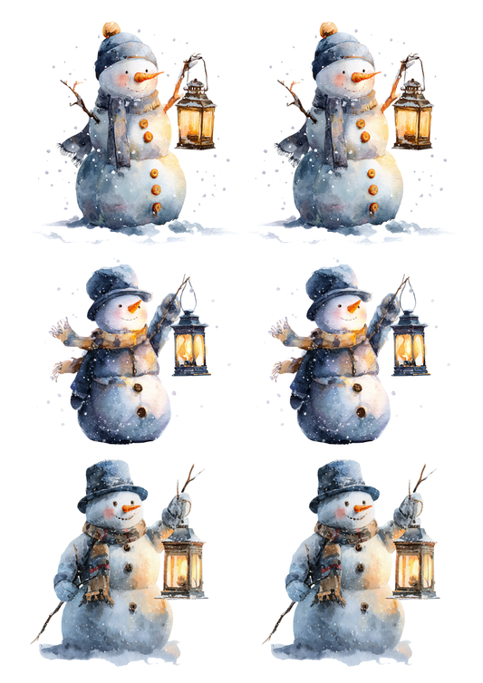 Rice Paper For Decoupage Snowman Collage Cat. No. 5498
