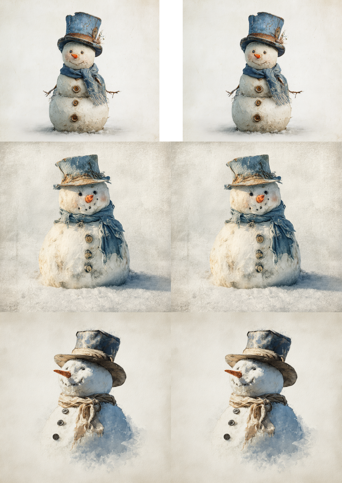 Rice Paper For Decoupage Snowman Collage Cat. No. 5505