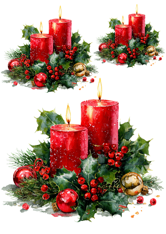 Rice Paper For Decoupage Christmas Decorations With Candles Collage Cat. No. 5508