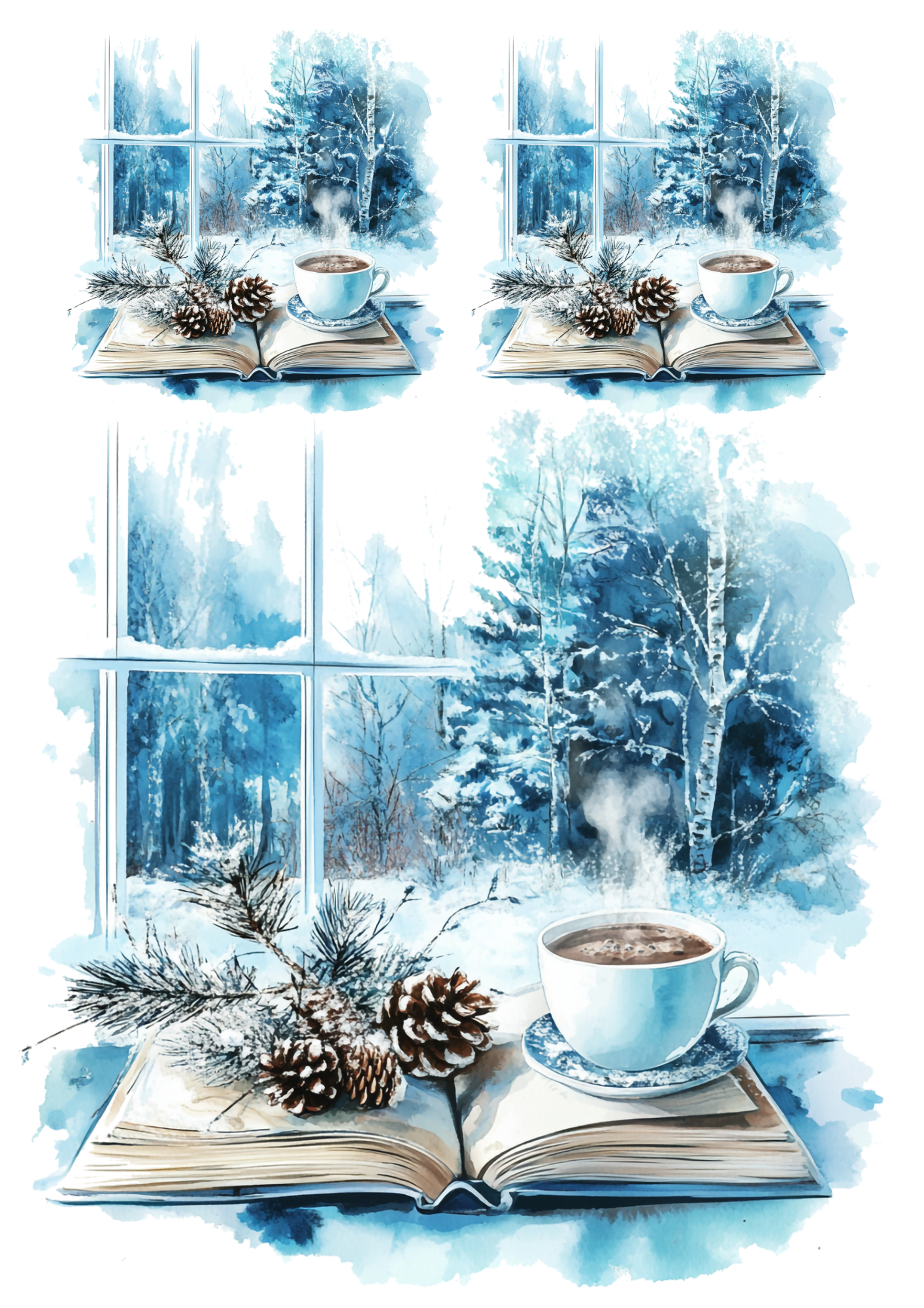 Rice Paper For Decoupage Winter Landscape Outside the Window Collage Cat. No. 5518