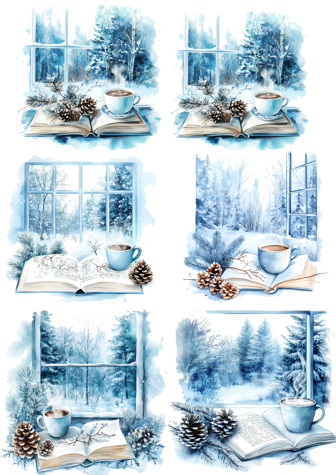 Rice Paper For Decoupage Winter Landscape Outside the Window Collage Cat. No. 5519