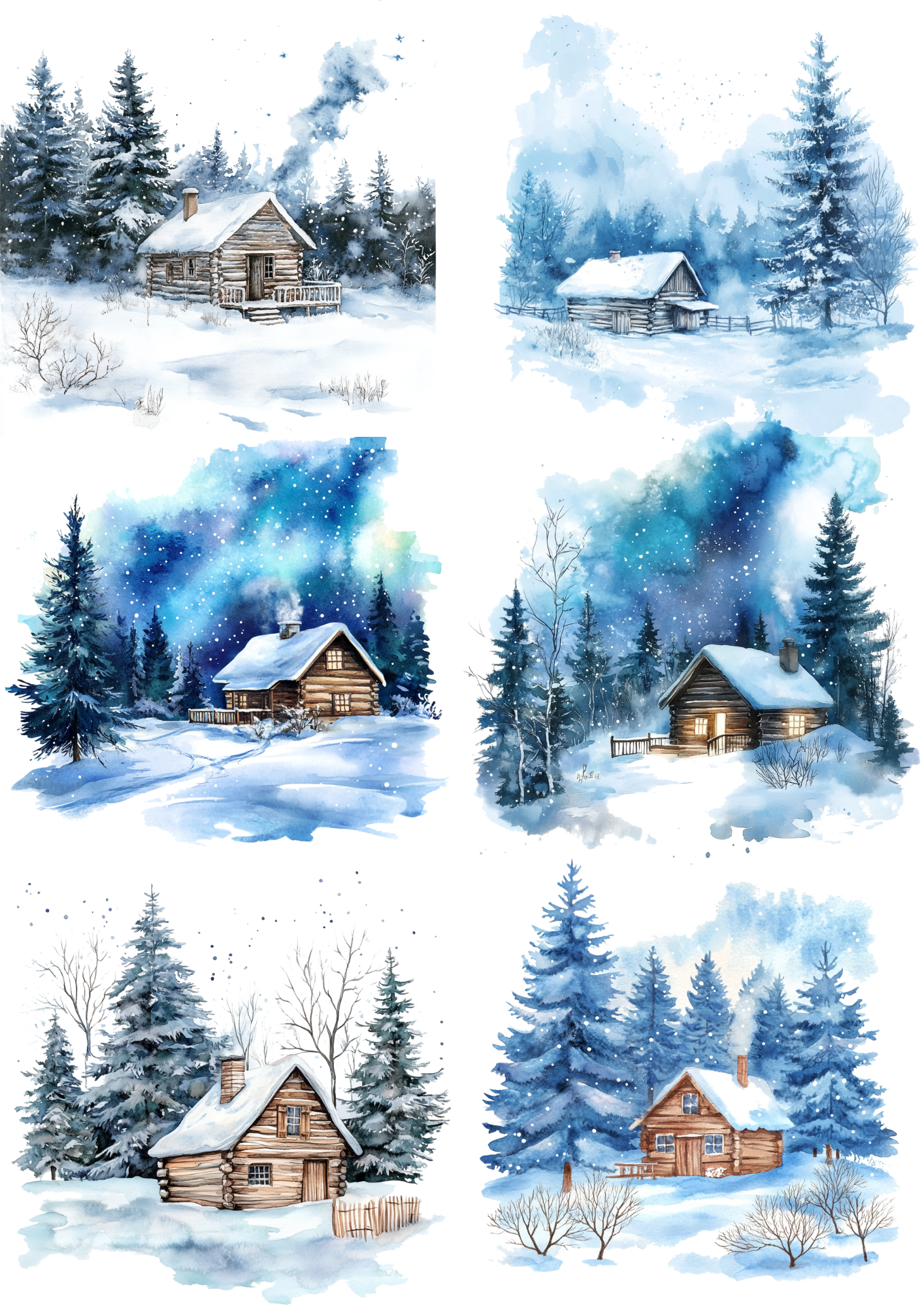Rice Paper For Decoupage Winter Landscape Collage Cat. No. 5520