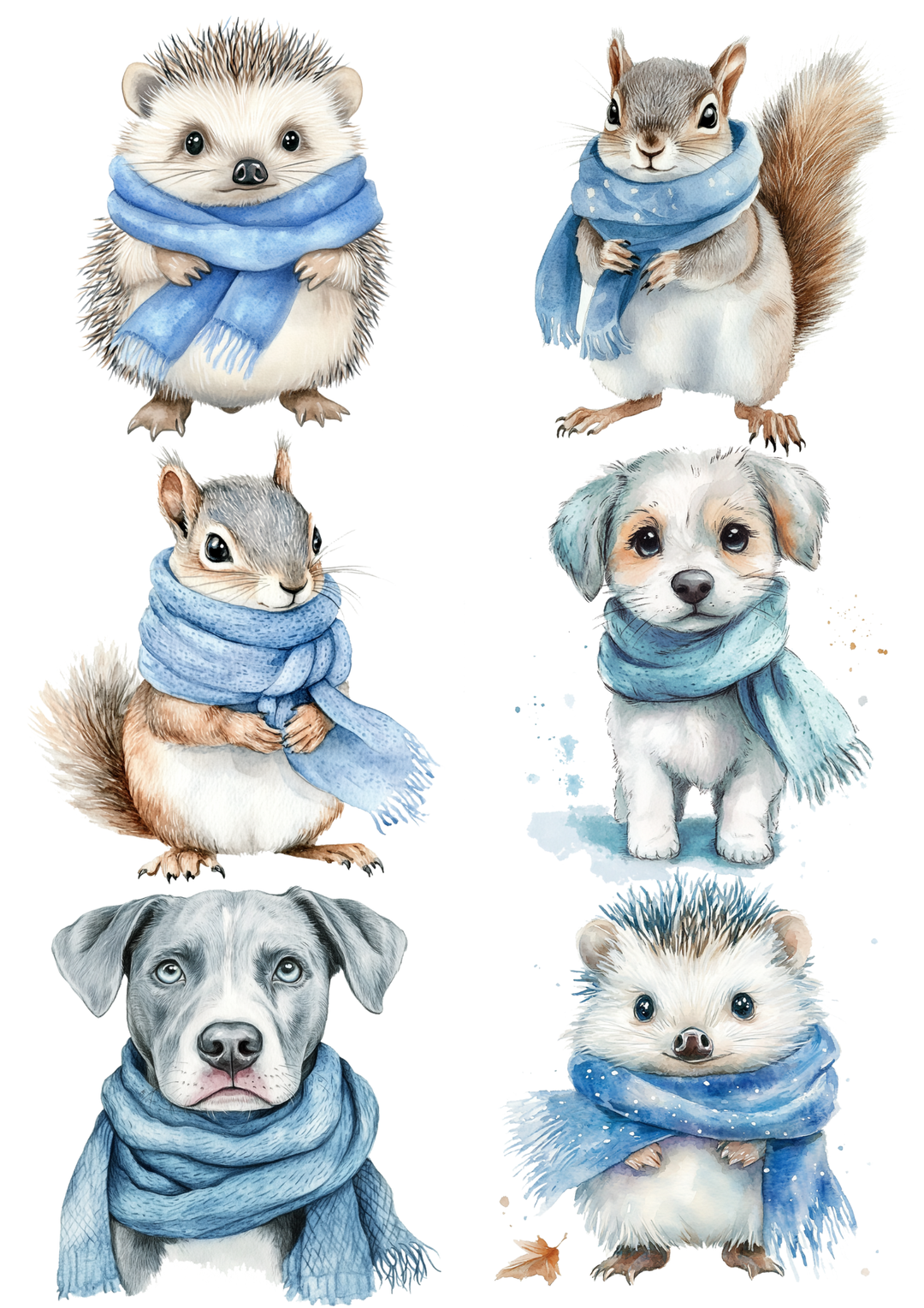 Rice Paper For Decoupage Various Animals In A Scarf Collage Cat. No. 5560
