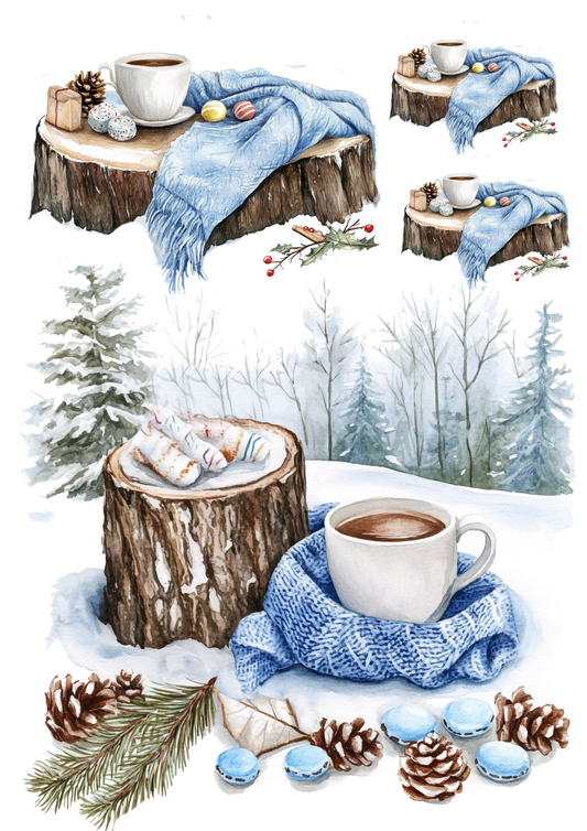 Rice Paper For Decoupage Cup on a Tree Stump Collage Cat. No. 5562