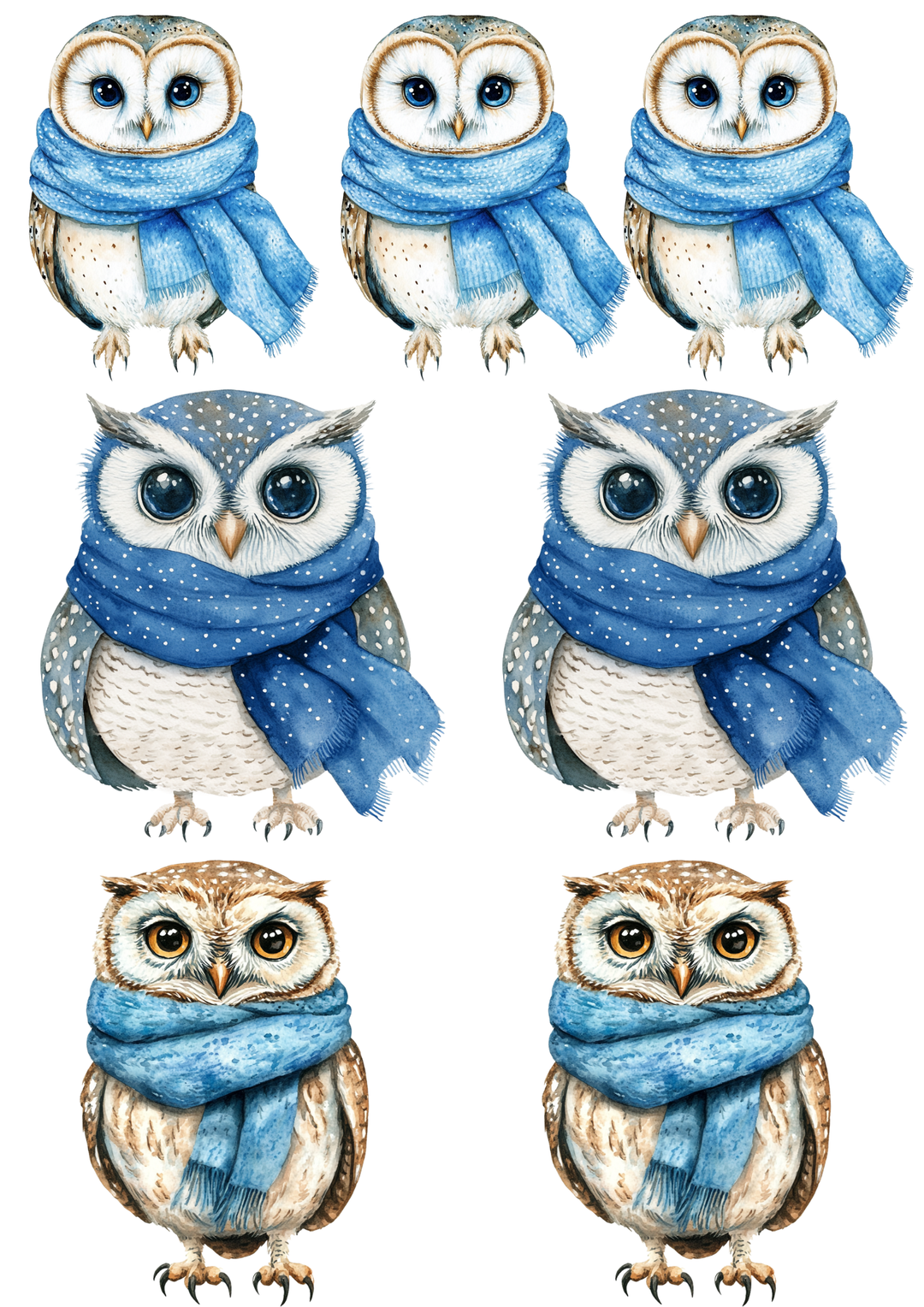 Rice Paper For Decoupage Owl in a Scarf Collage Cat. No. 5564