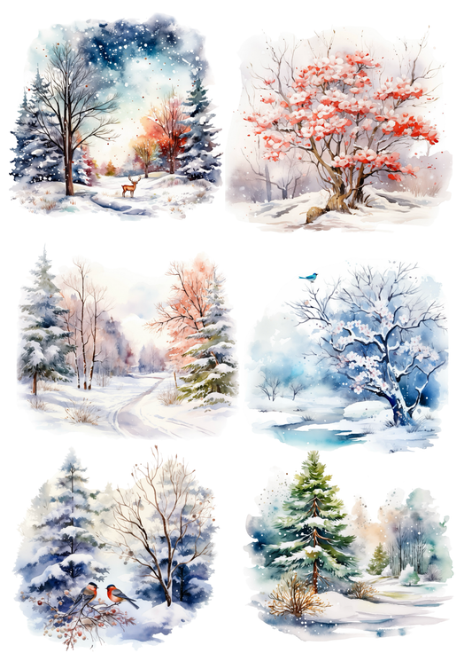Rice Paper for Decoupage Winter Landscapes Collage Cat. No. 5610