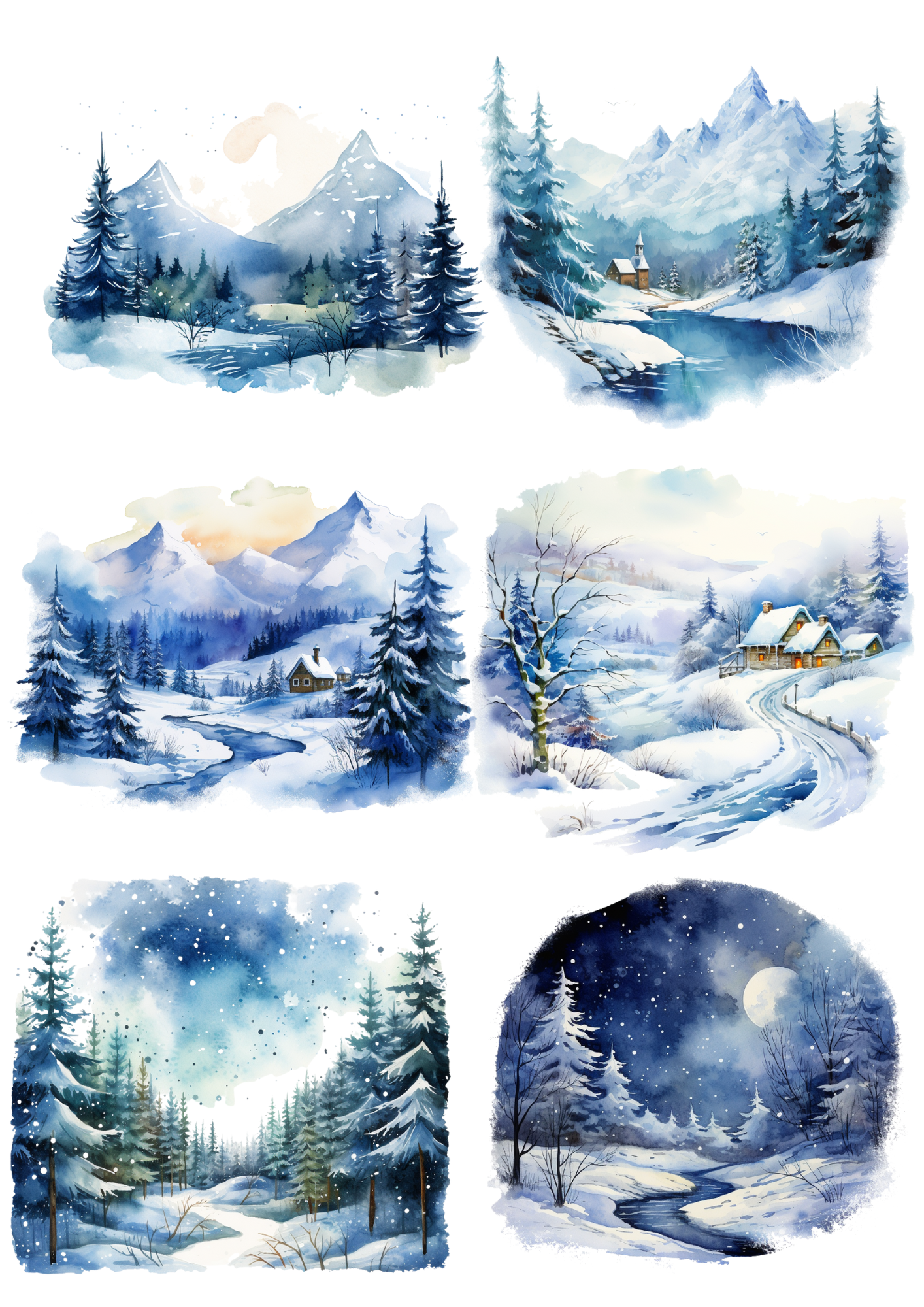 Rice Paper for Decoupage Winter Landscapes Collage Cat. No. 5611