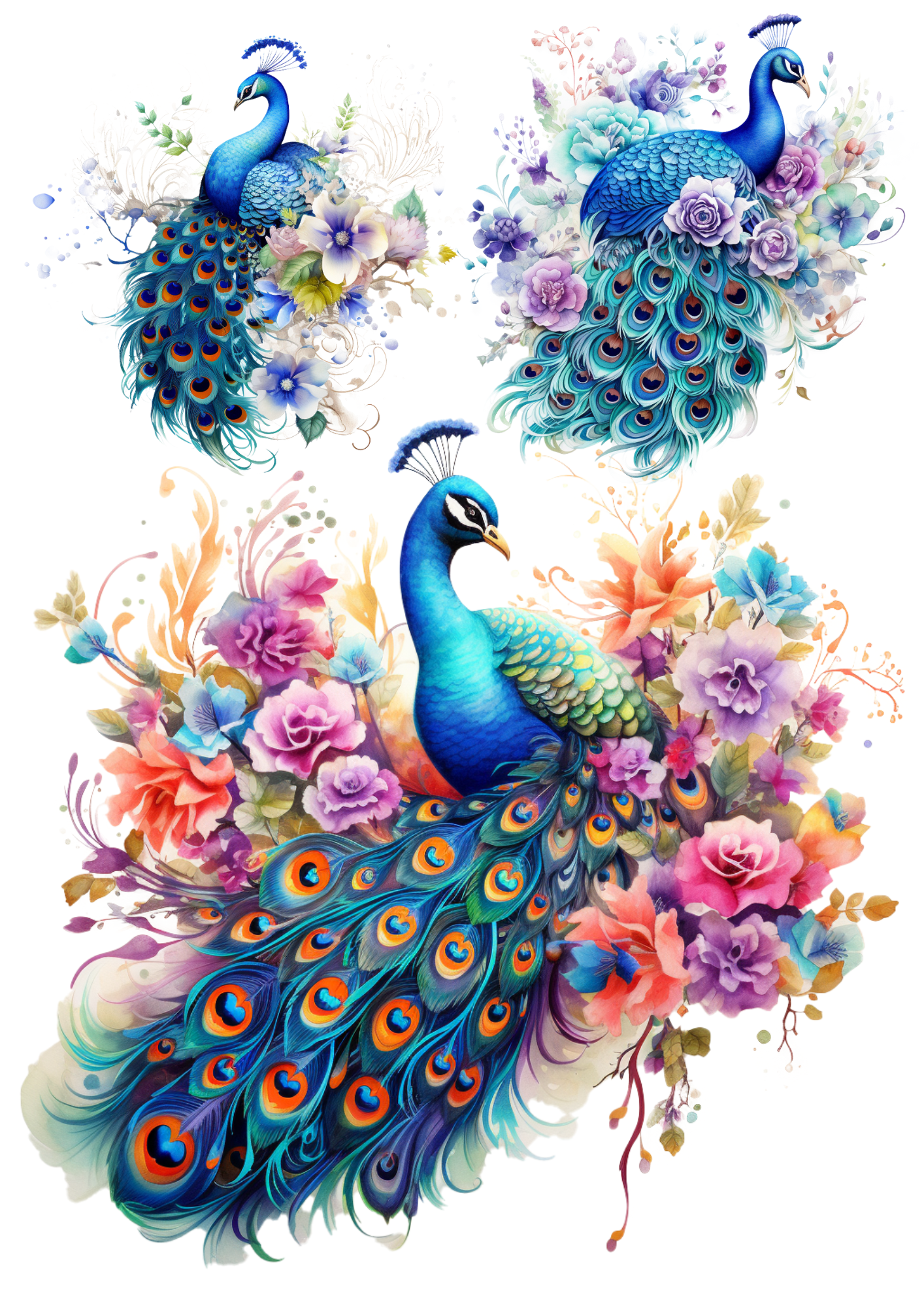 Rice Paper For Decoupage Peacock Collage Cat. No. 5613
