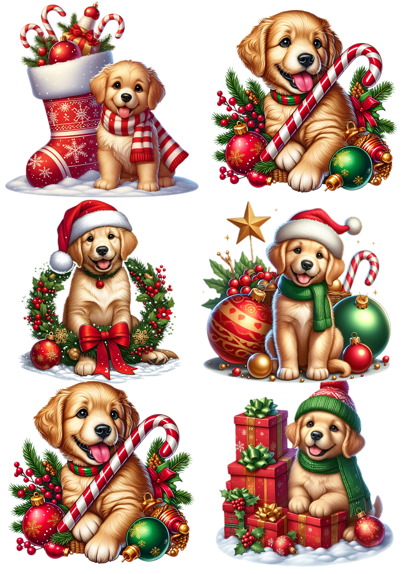 Rice Paper For Decoupage Christmas Dogs Collage Cat. No. 5620